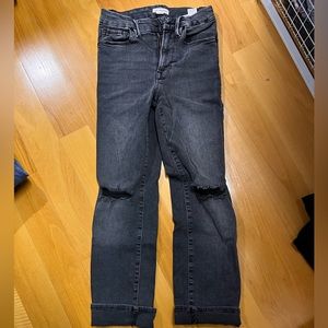 Good American black straight leg jeans , distressed , size 00-4